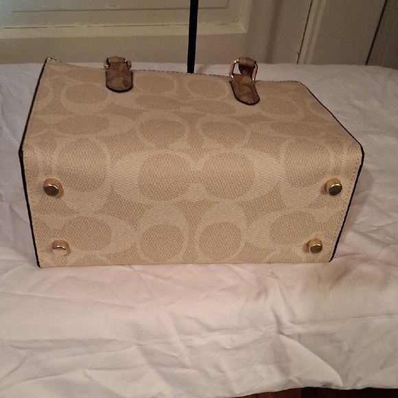 Coach Beige Signature Canvas Satchel with Tan Handles - Picture 13 of 13